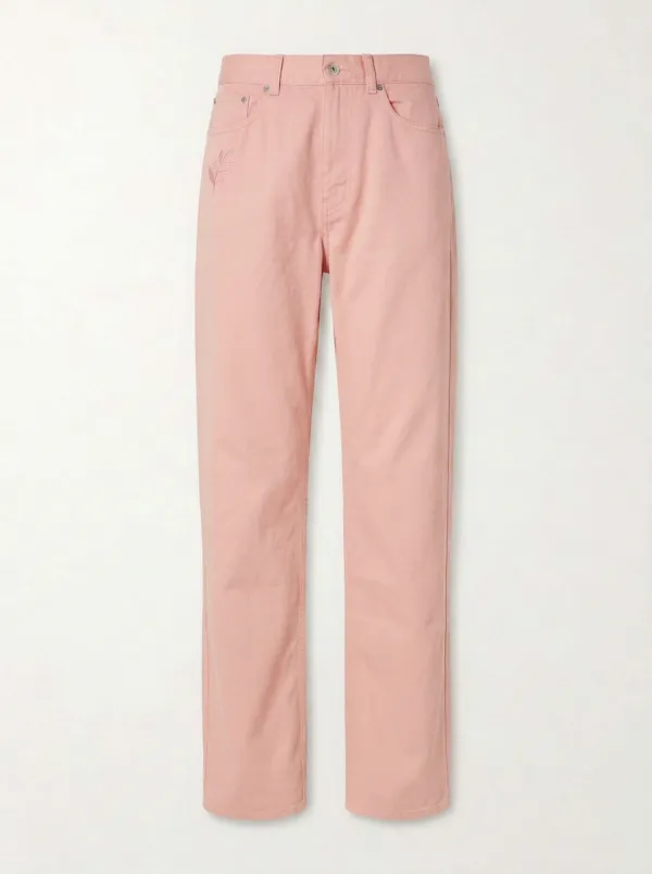 Women's Minimalist Botanical Leaf Printed Mid-Rise Straight Leg Pants