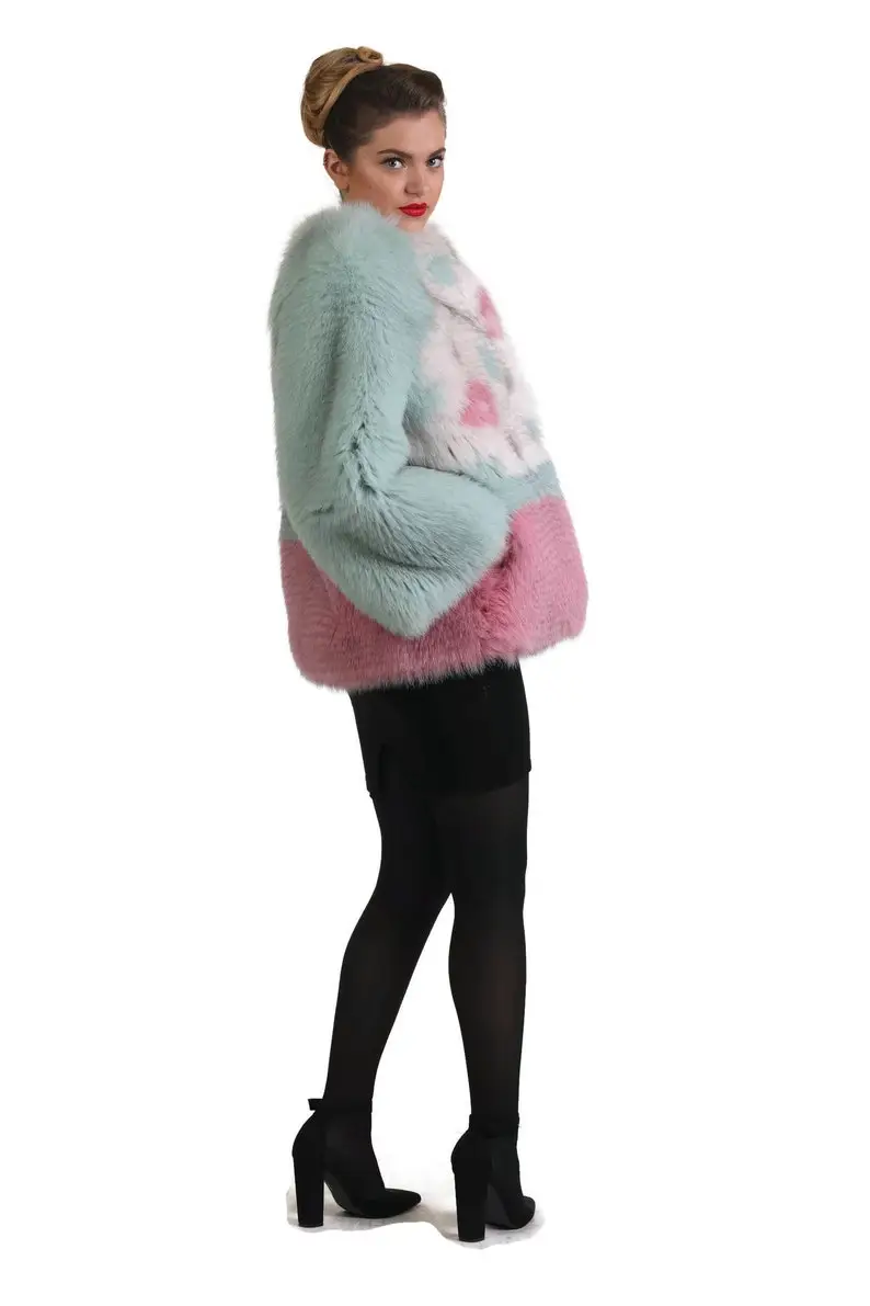 Multicolored Fox Fur coat
