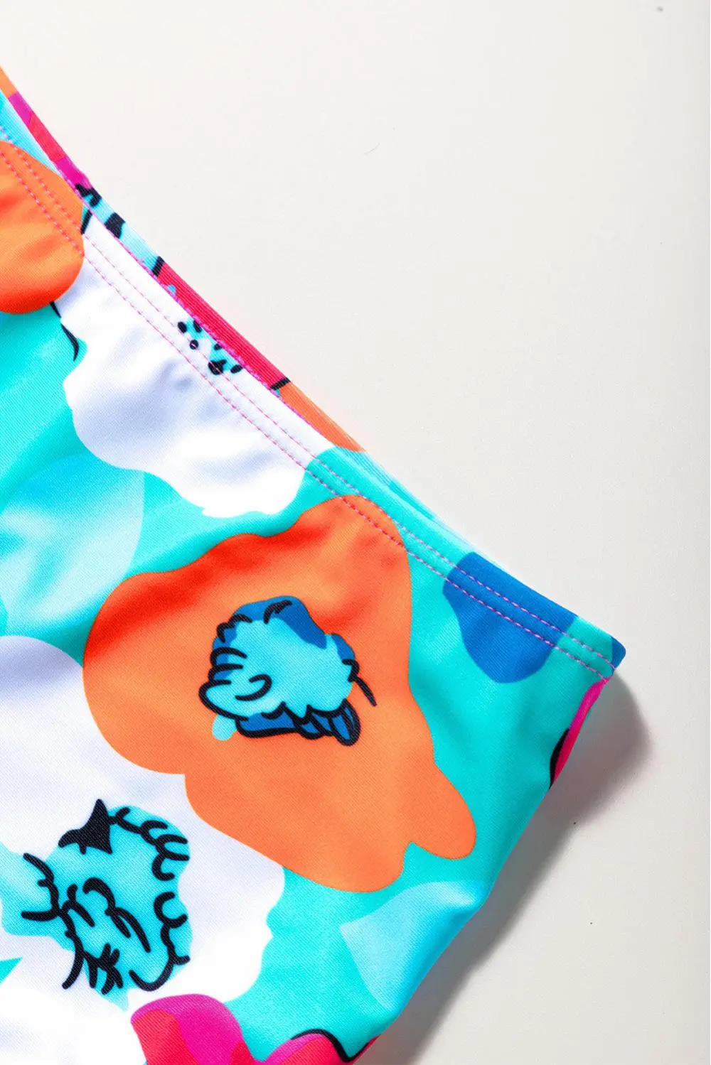Cropped Top Floral Swimsuit Swim Bottoms