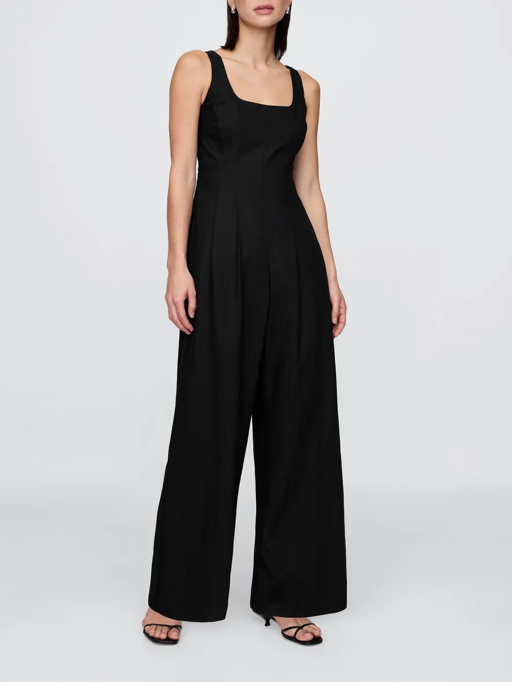 Soft Square Collar Strap Pants