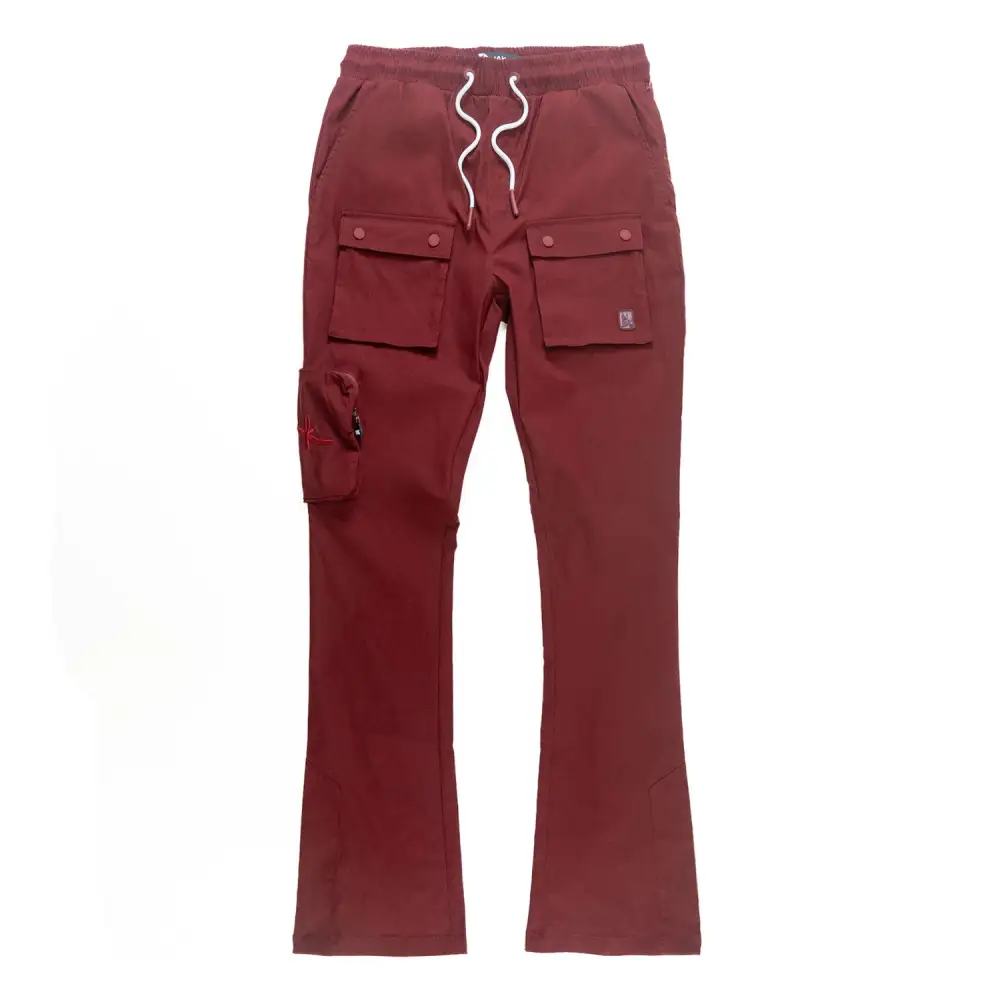 Nylon Stacked Pants - Burgundy