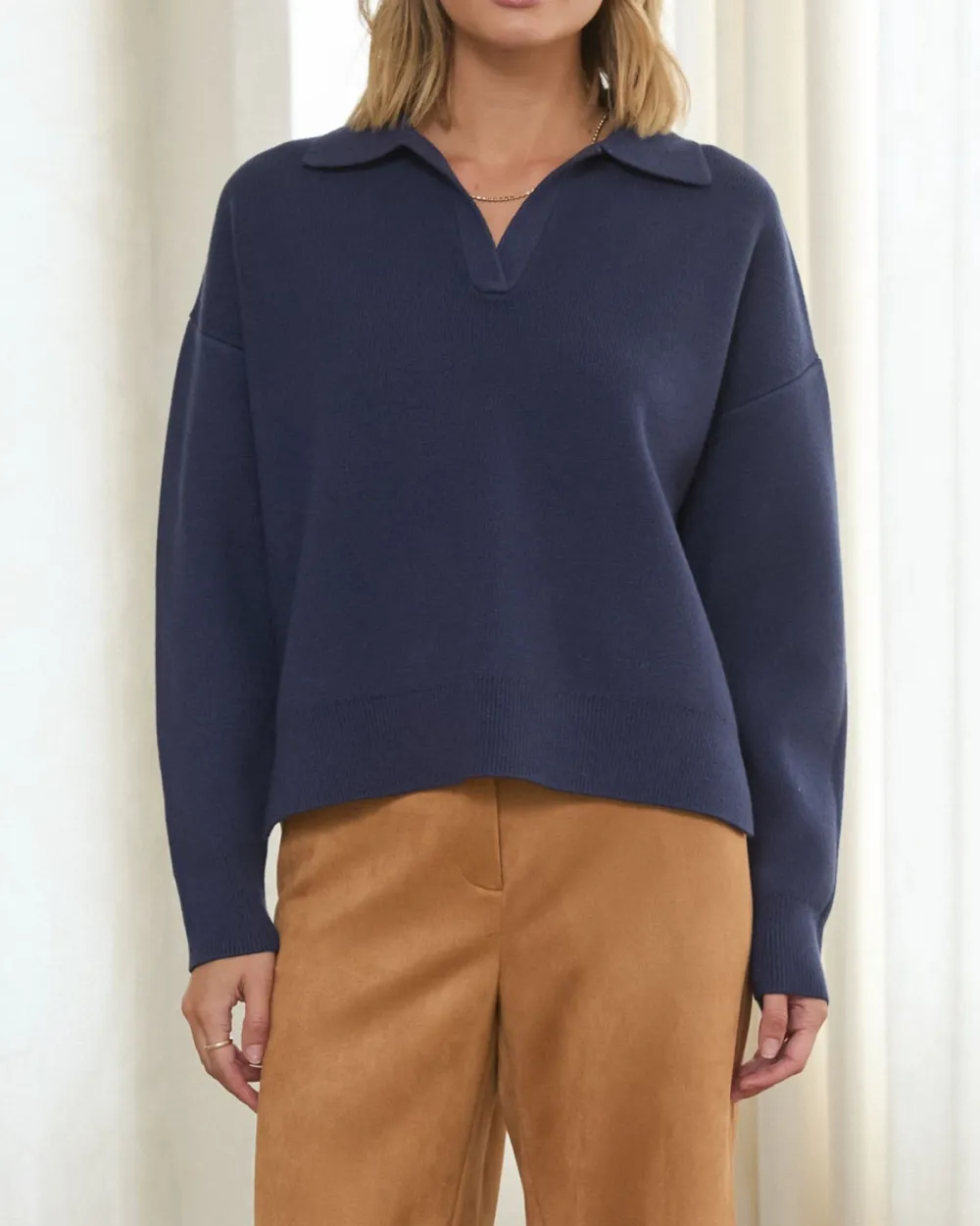 Split Neck Sweater Top