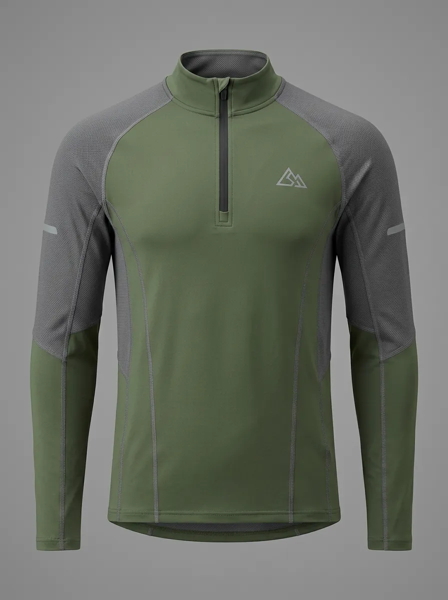 Men's Outdoor Sports Mountain Logo Printed Quarter Zip Shirt