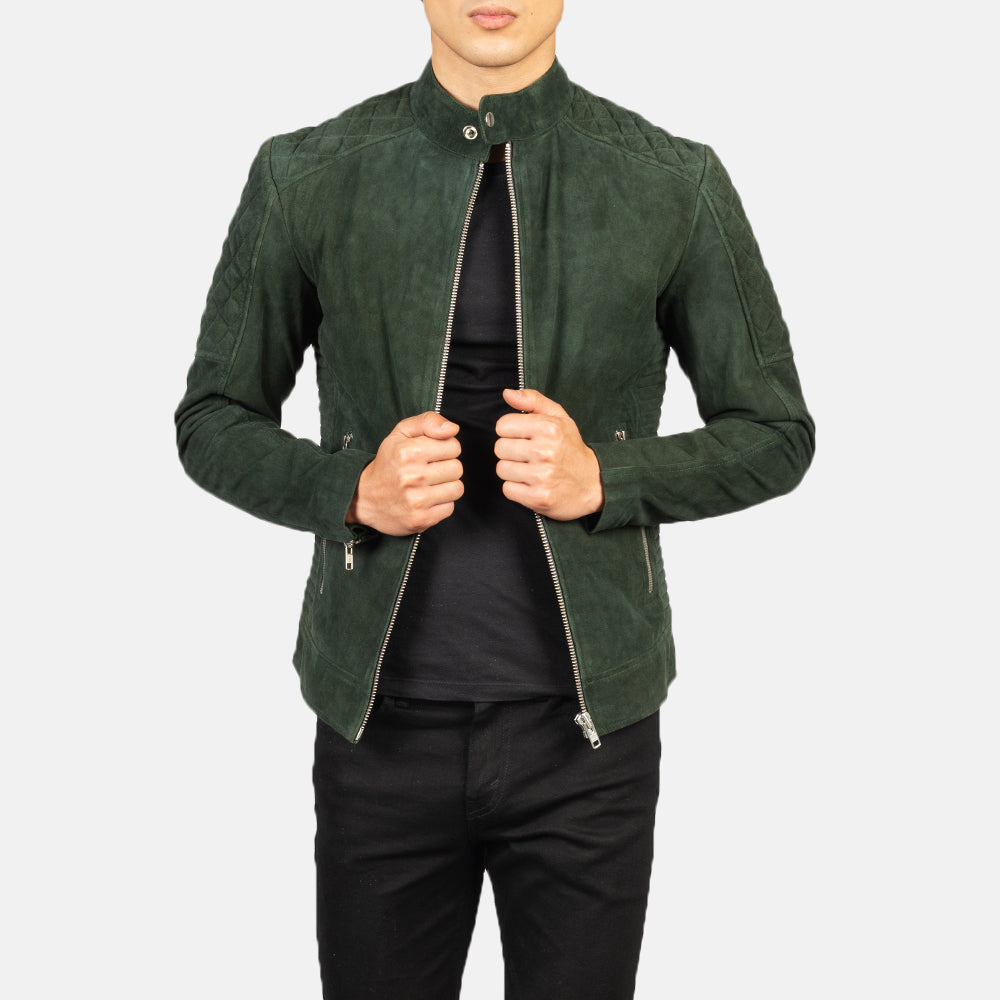 Men's Biker Suede Quilted Jacket