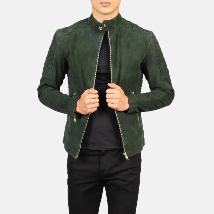 Men's Biker Suede Quilted Jacket
