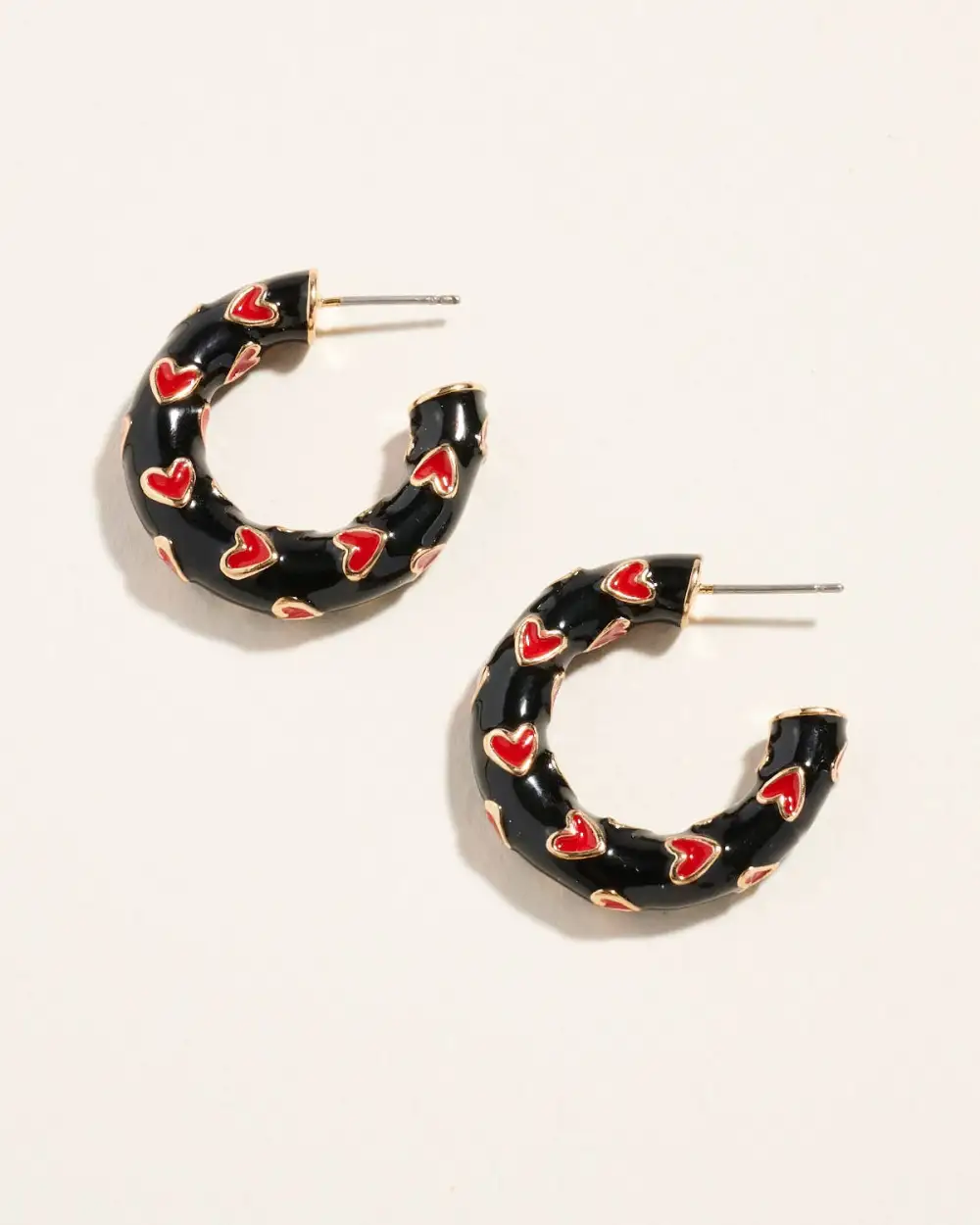 Heart Statement Enamel Refined Hoop Earrings