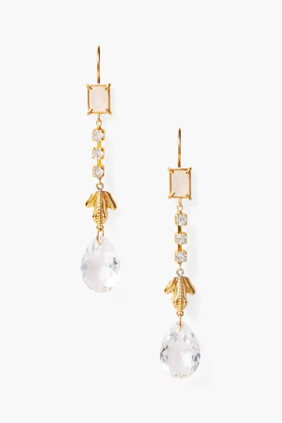 Teardrop Crystal Accent Drop Earrings