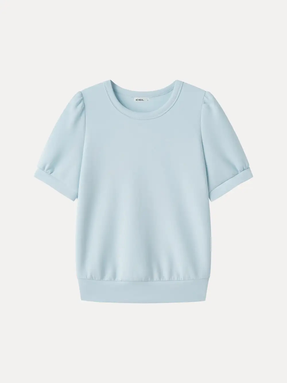 Lyocell Spacer Round Neck Puffed Short Sleeve Top