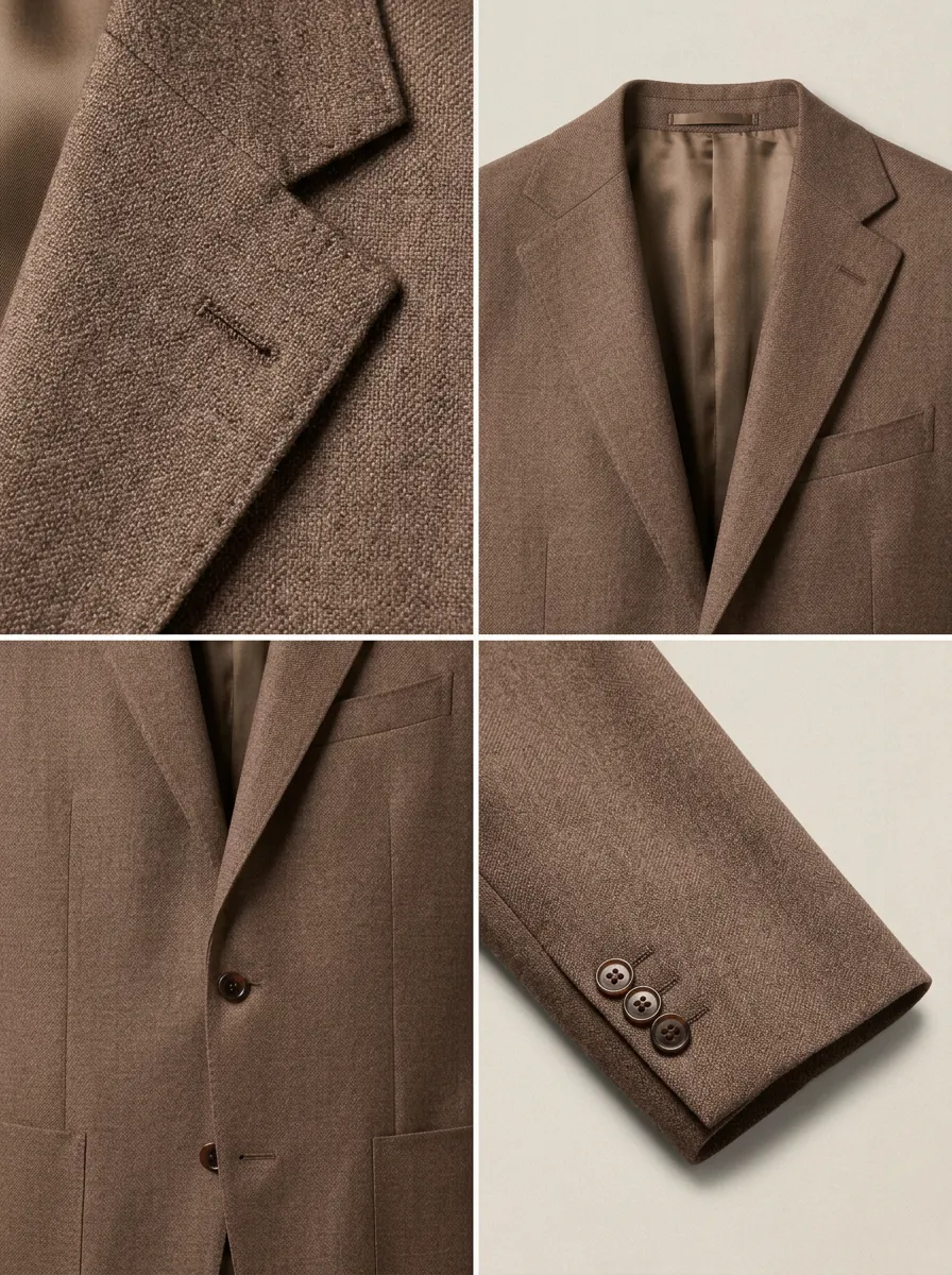 Notch-Lapel Two-Button Regular-Fit Welt-Pocket Men's Tailored Blazer Jacket