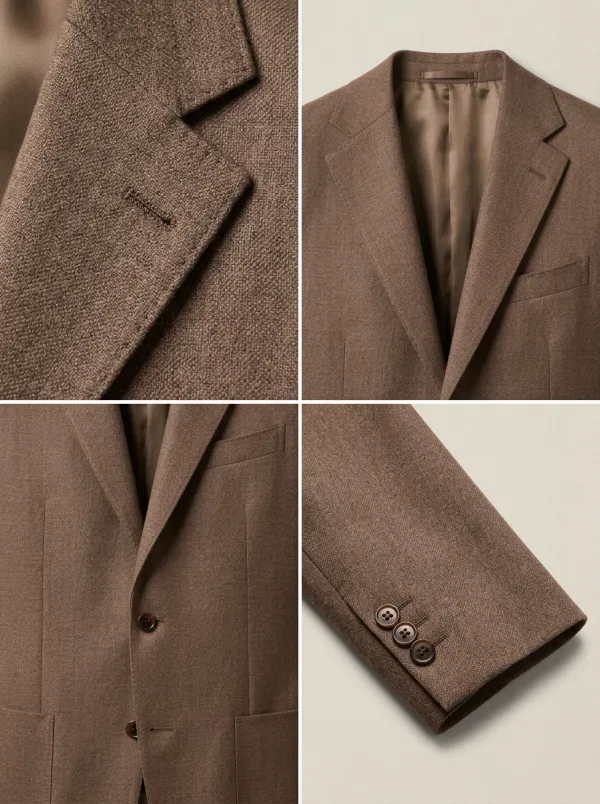 Notch-Lapel Two-Button Regular-Fit Welt-Pocket Men's Tailored Blazer Jacket