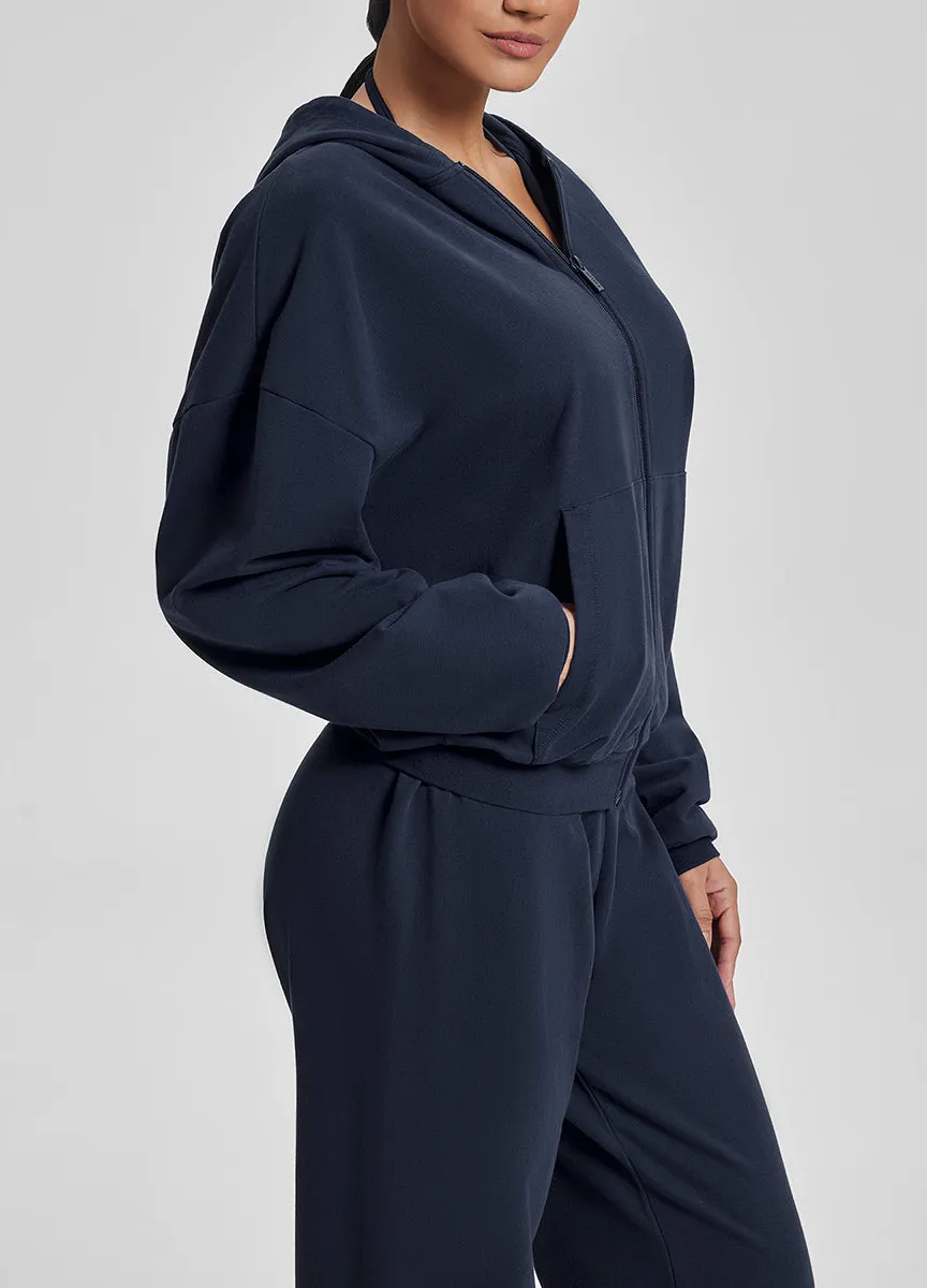 Lightweight Draped Oversized Zip Hoodie