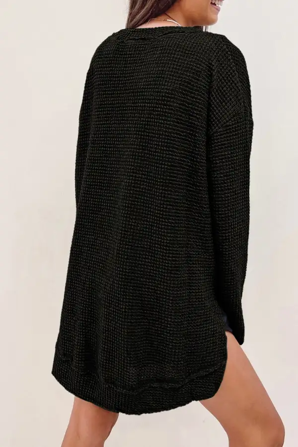 Waffle Knit Oversized Fit Women's Top