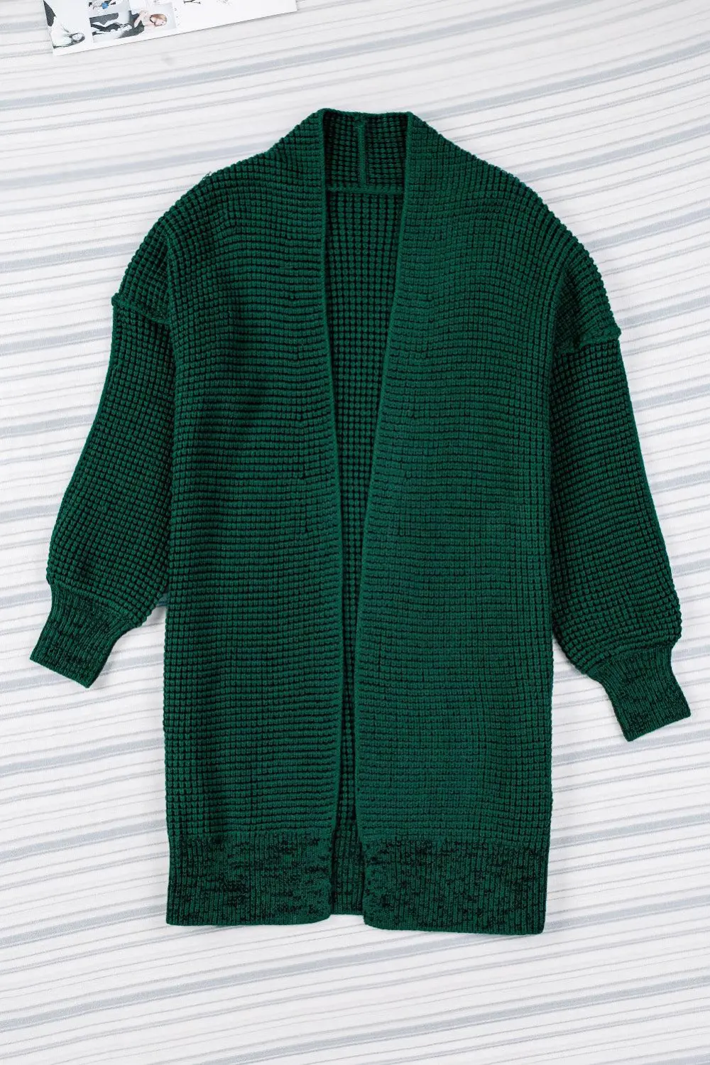 Heathered Open-Front Longline Cardigan