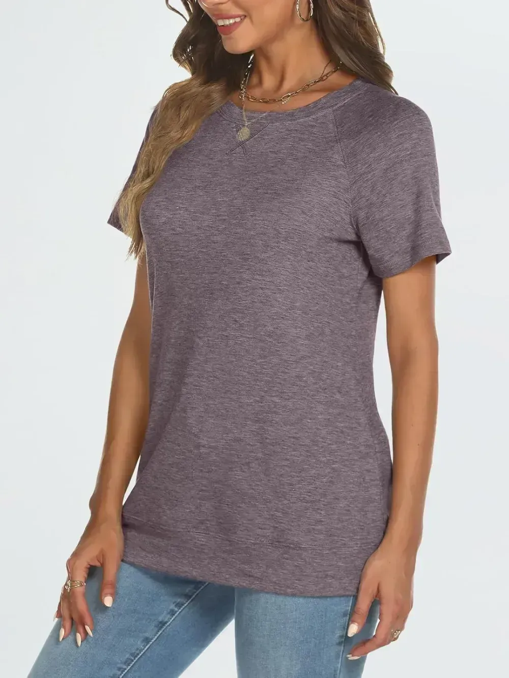AUTOMET T Shirts Short Sleeve Crewneck Tees for Women Trendy Lightweight Soft Casual Summer Tops Clothes 2024