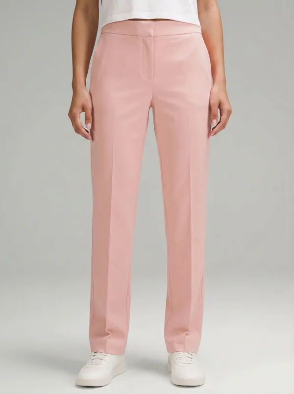 Women's Casual Office Grey Solid Mid-Rise Straight Leg Pants