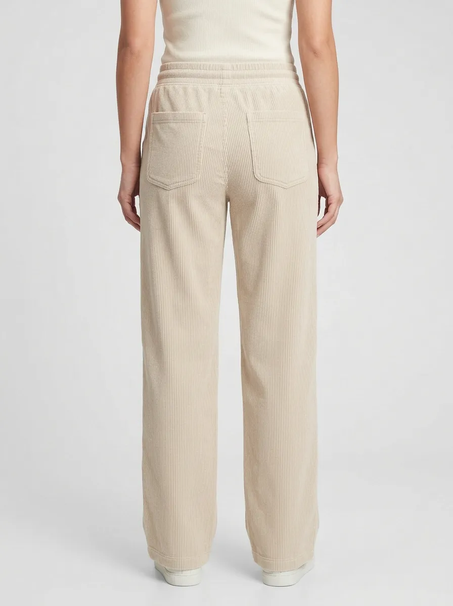 Women's Drawstring-Waist Wide-Leg Corduroy Pants