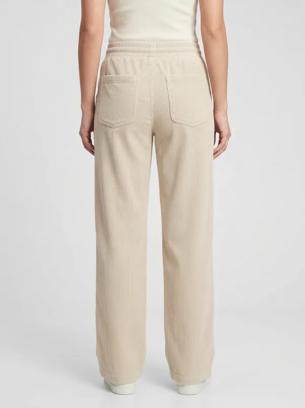 Women's Drawstring-Waist Wide-Leg Corduroy Pants
