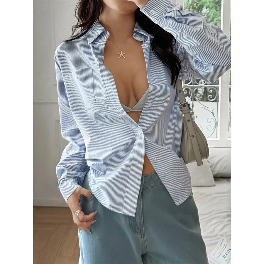Classic Striped Button Down Relaxed Fit Shirt
