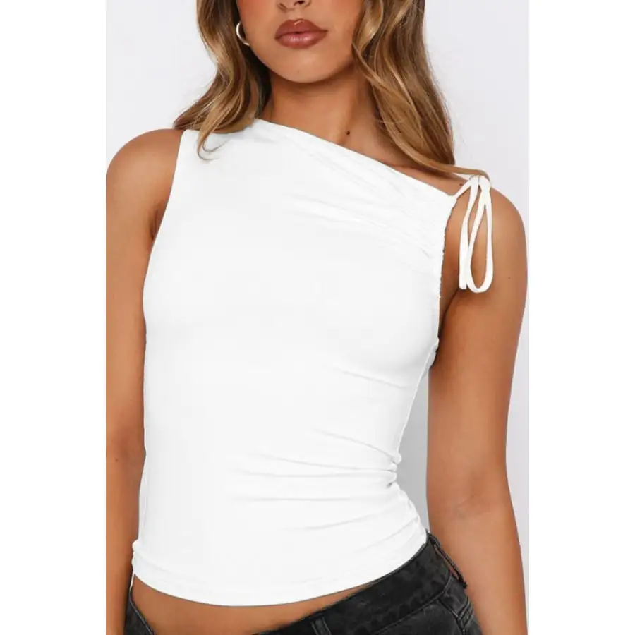 Tied Ruched Solid Color Tank