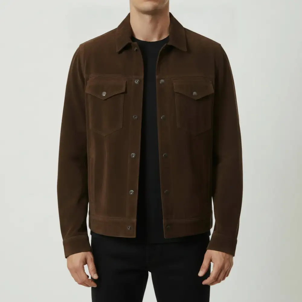 Utility Suede Trucker Jacket