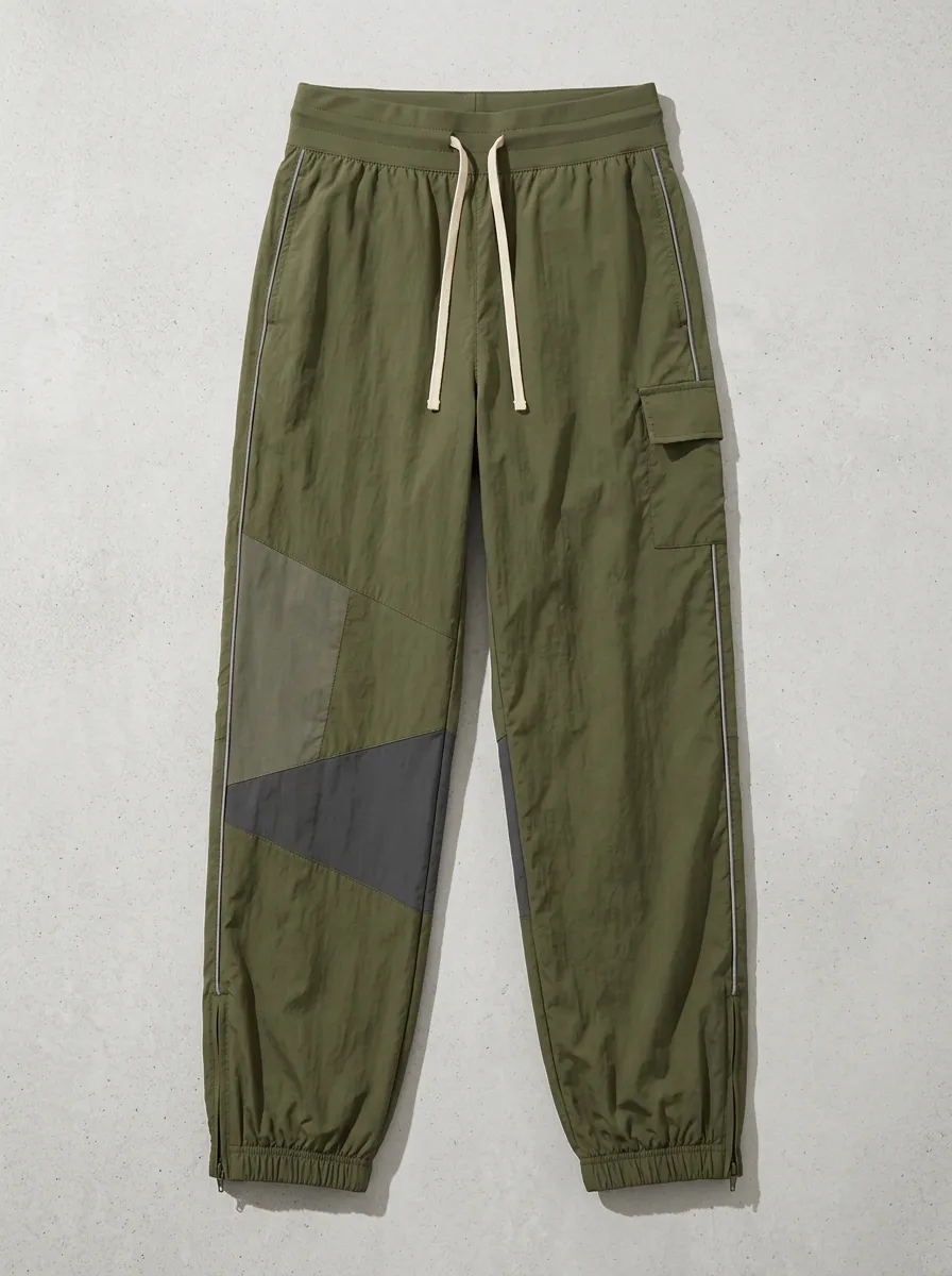Women's Outdoor Sport Olive Green Patchwork Printed Jogger Pants