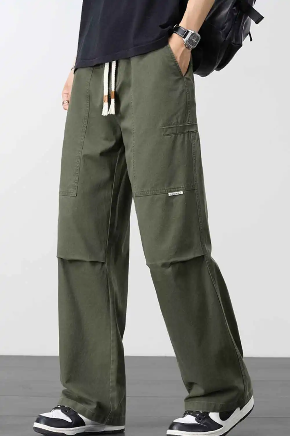 Loose Fit Cargo Pants with Drawstring