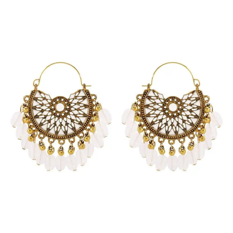 Crystal Fringe Round Drop Earrings