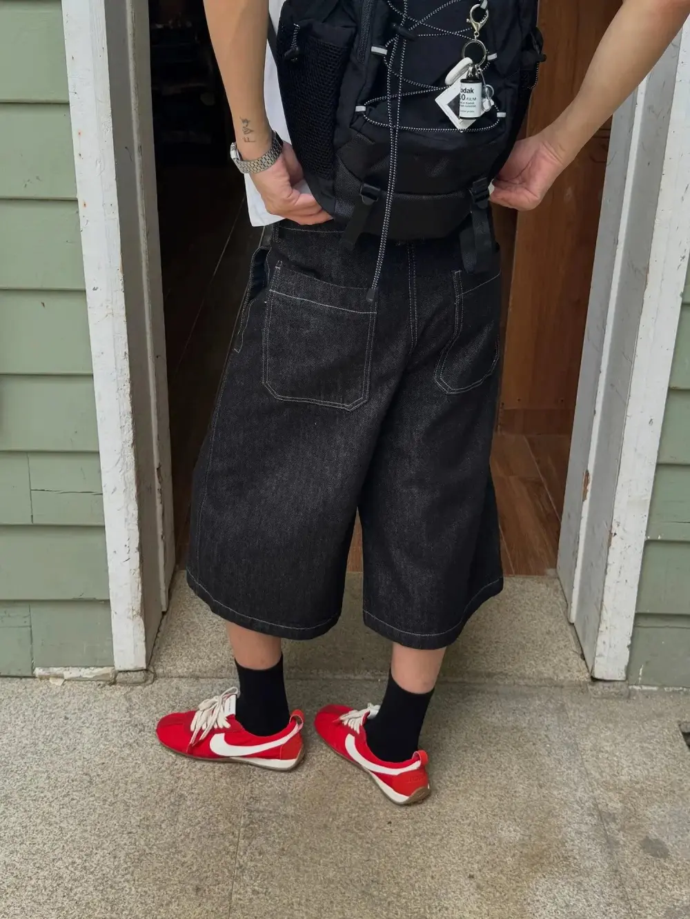 Washed Straight Leg Shorts
