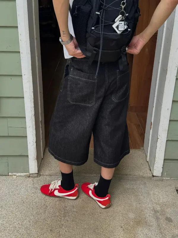 Washed Straight Leg Shorts