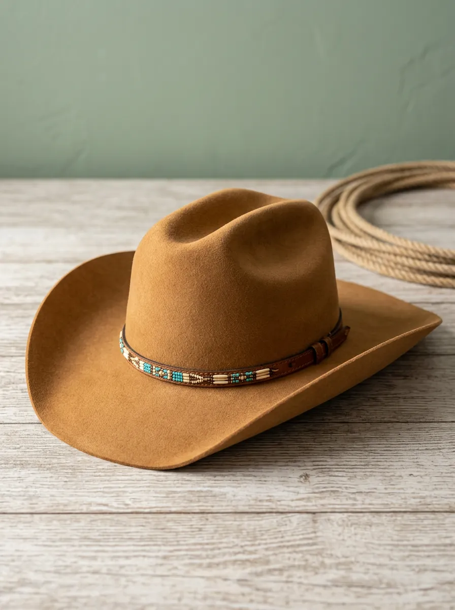 Unisex Band Detail Felt Cowboy Hat