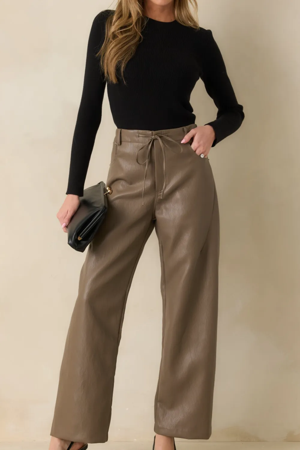 The Mix Light Faux Leather Wide Leg Pants