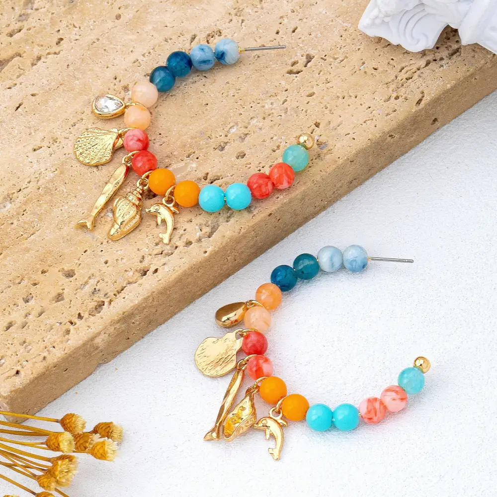 Nautical Multi Charm Beaded Hoop