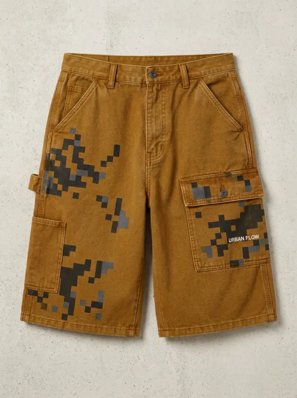 Utility Cargo Camo Pixel Men's Cargo Shorts