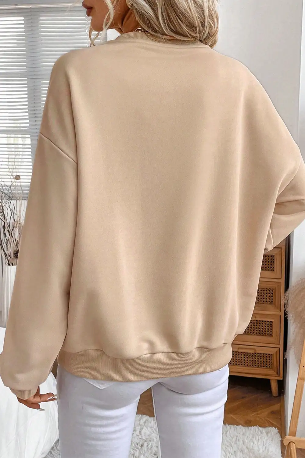 Floral Embroidered Drop Shoulder Sweatshirt