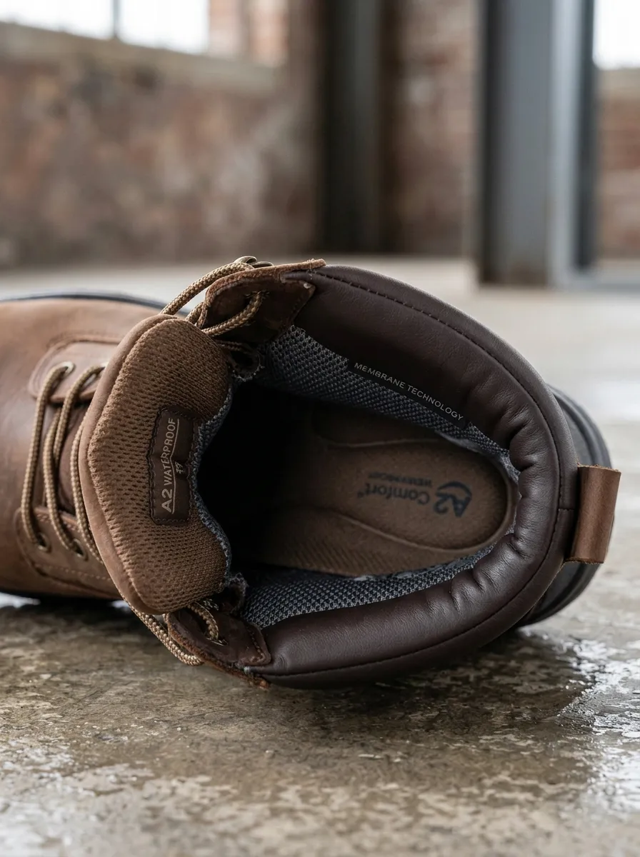 Outdoor-Ready Leather-Look Workwear Men's Waterproof Work Boots