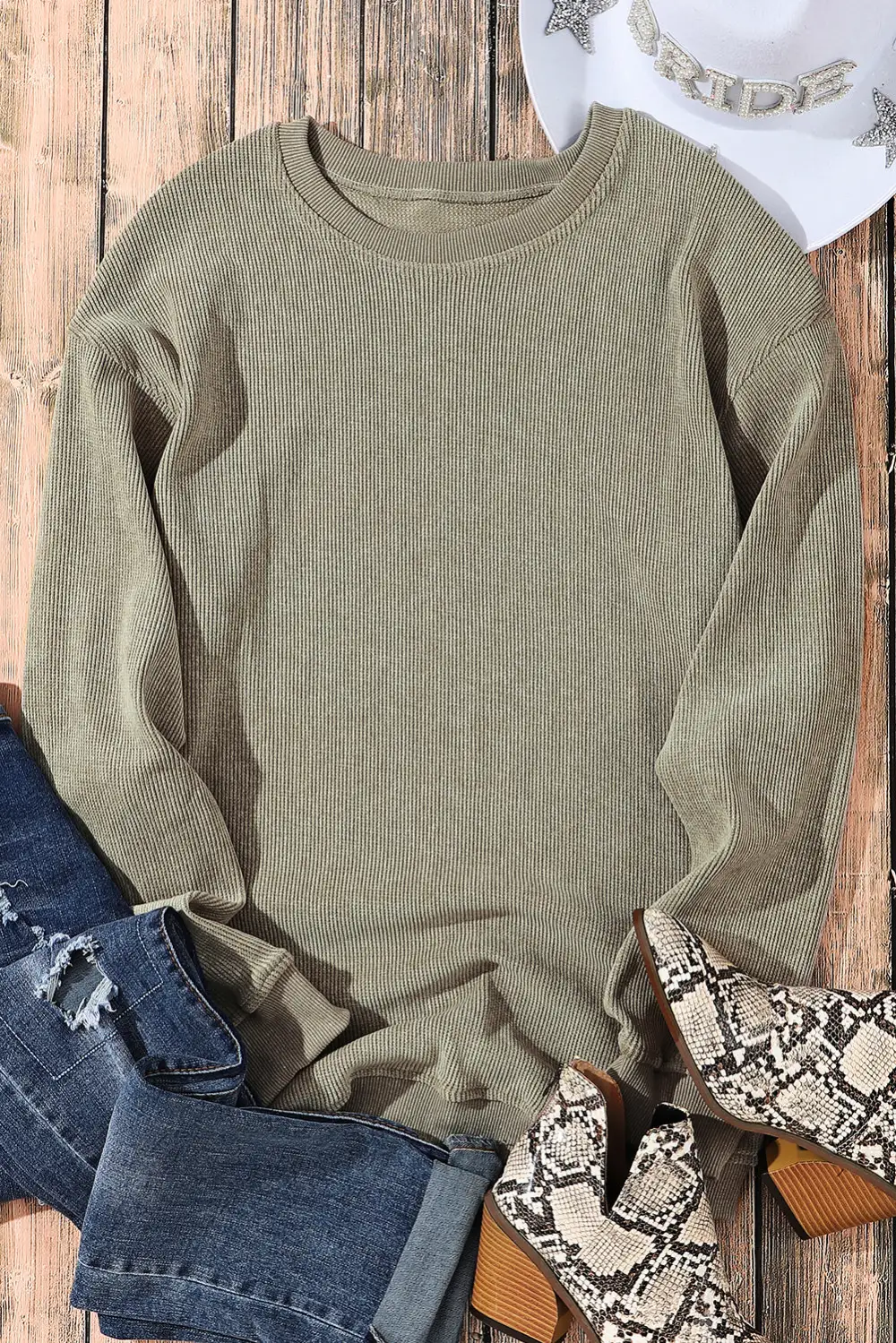 Everyday Ribbed Crewneck Sweatshirt