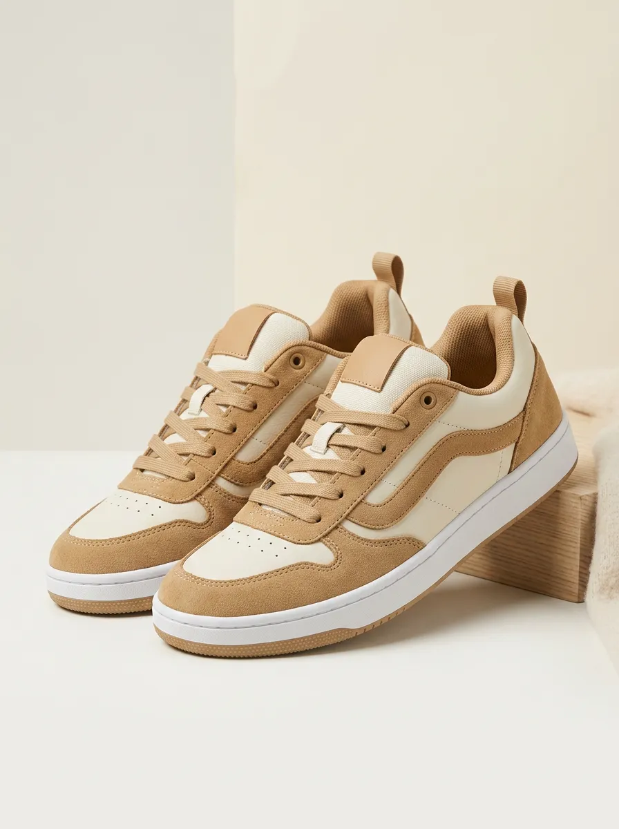 Perforated Lace-Up Women's Low-Top Skate Sneakers
