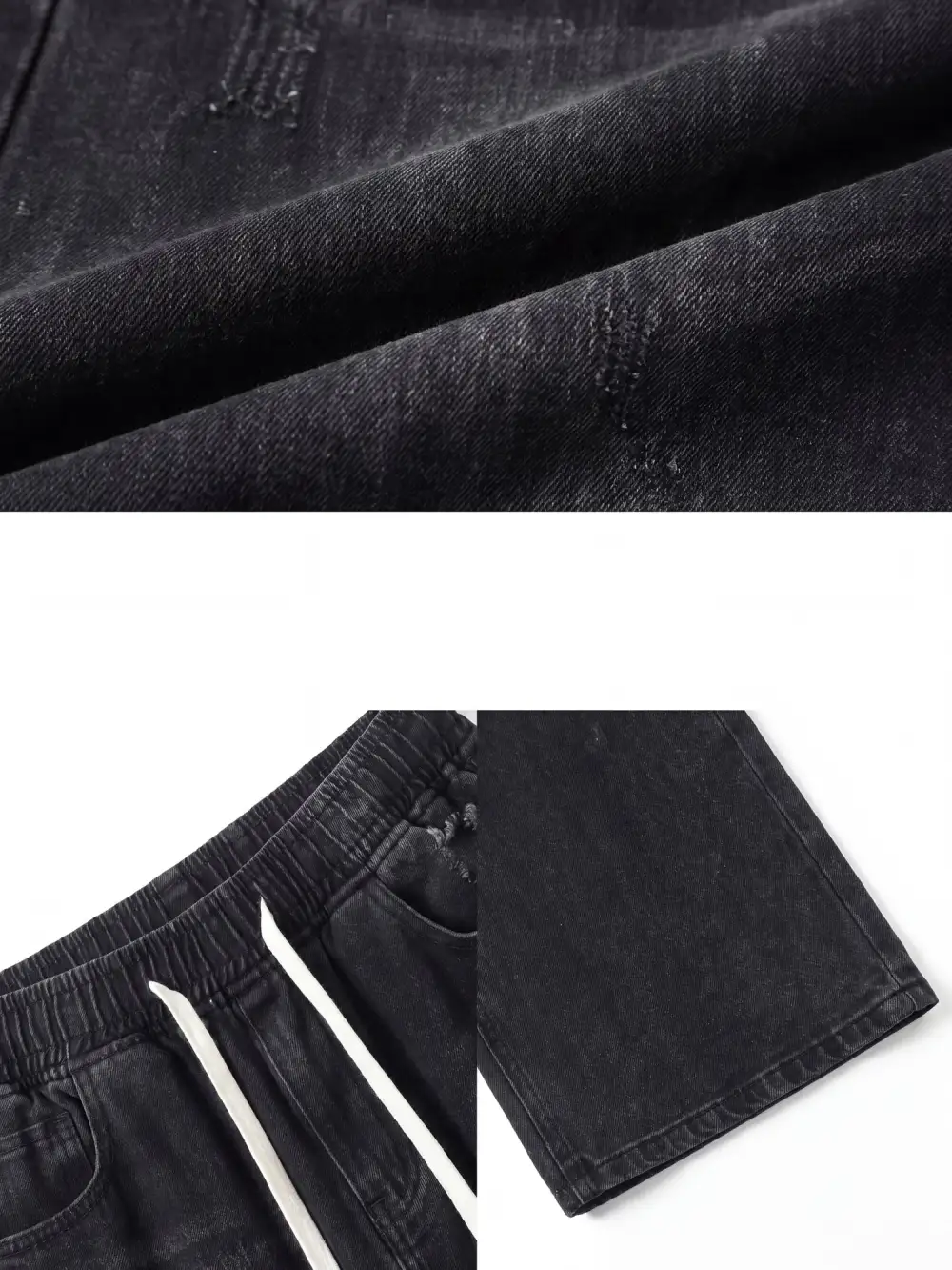 Distressed Drawstring Straight Leg Jeans