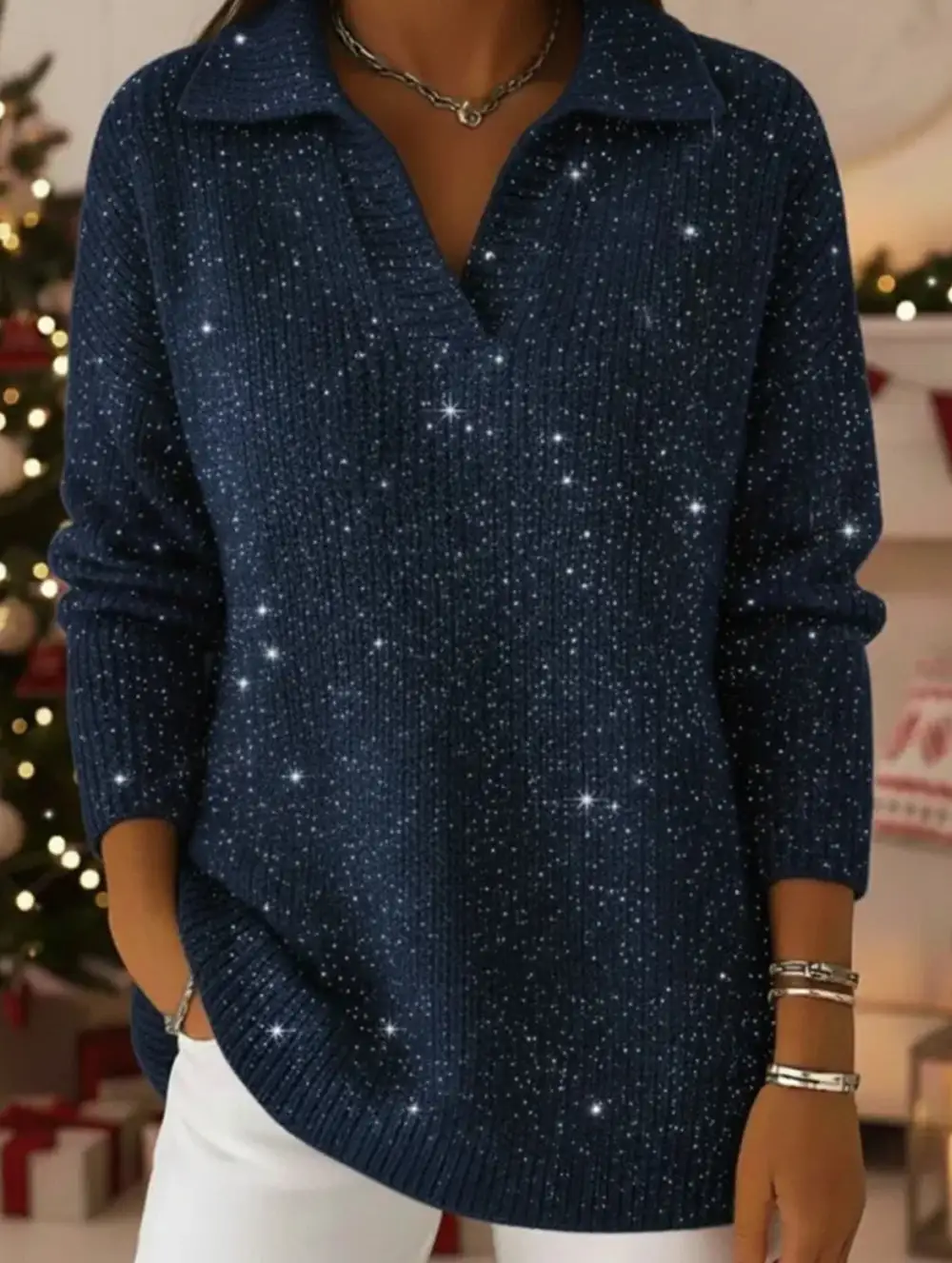 Long Sleeve Top with Sparkly Sweater