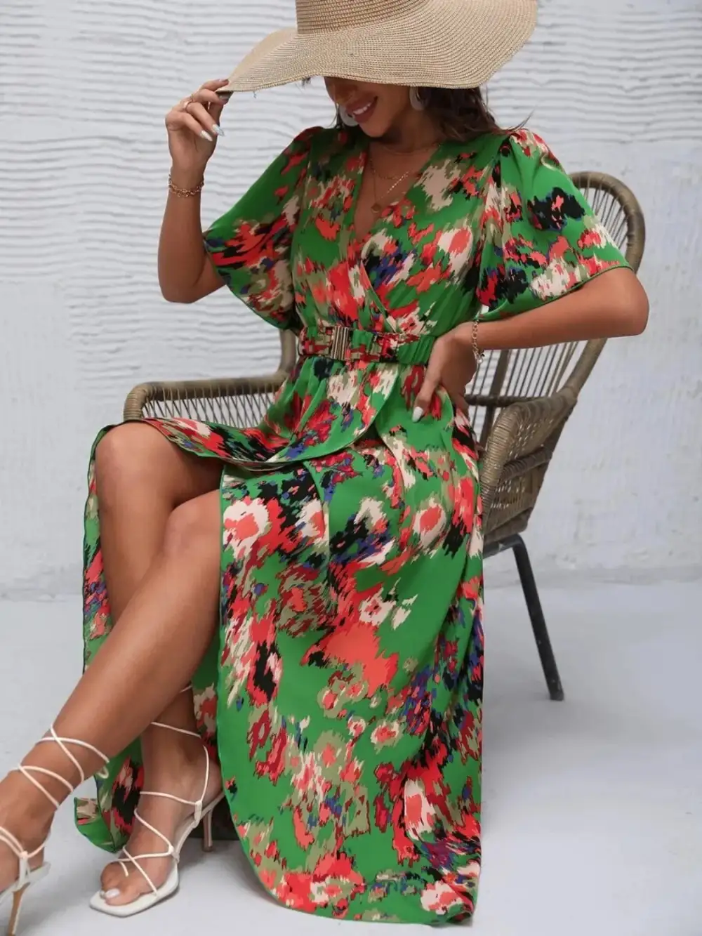 Surplice Neck Maxi Dress