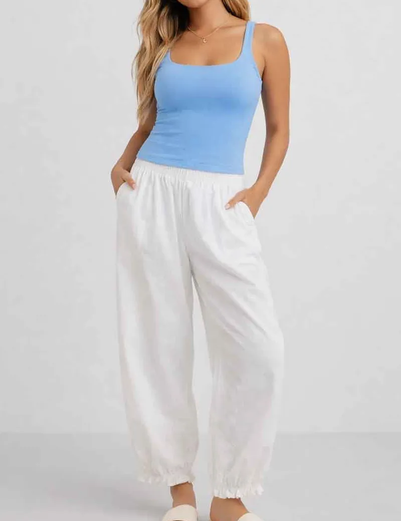 Casual Solid Color Square Neck Sleeveless Tank Top