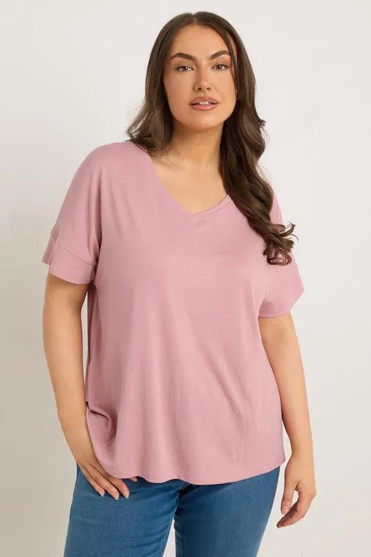 Rose Pink V-Neck Modal Rich T-Shirt