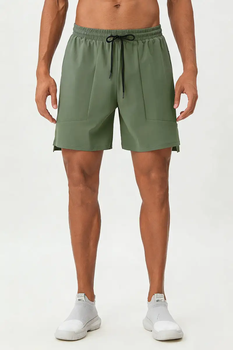 Quick Dry Drawstring Side Pocket Athletic Shorts