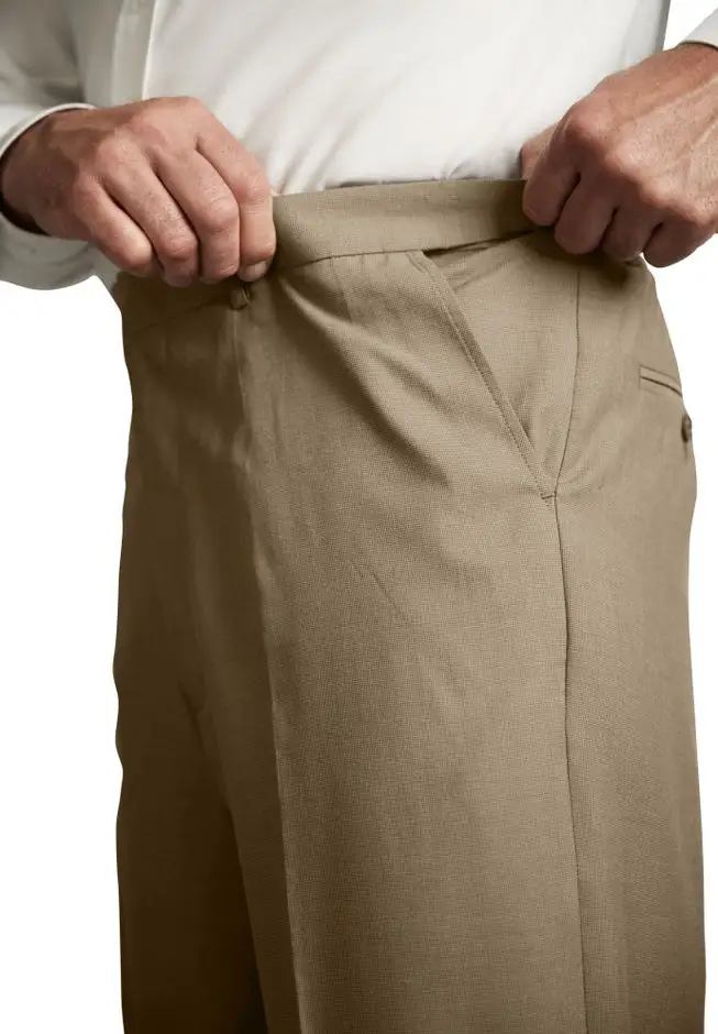 KS Signature No Hassle Classic Fit Expandable Waist Plain Front Dress Pants