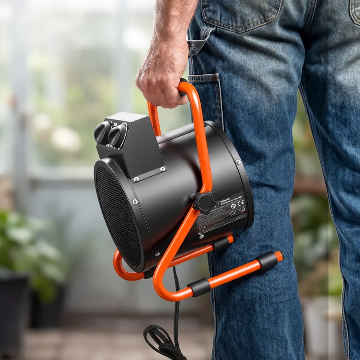 Portable heater with a built-in carry handle
