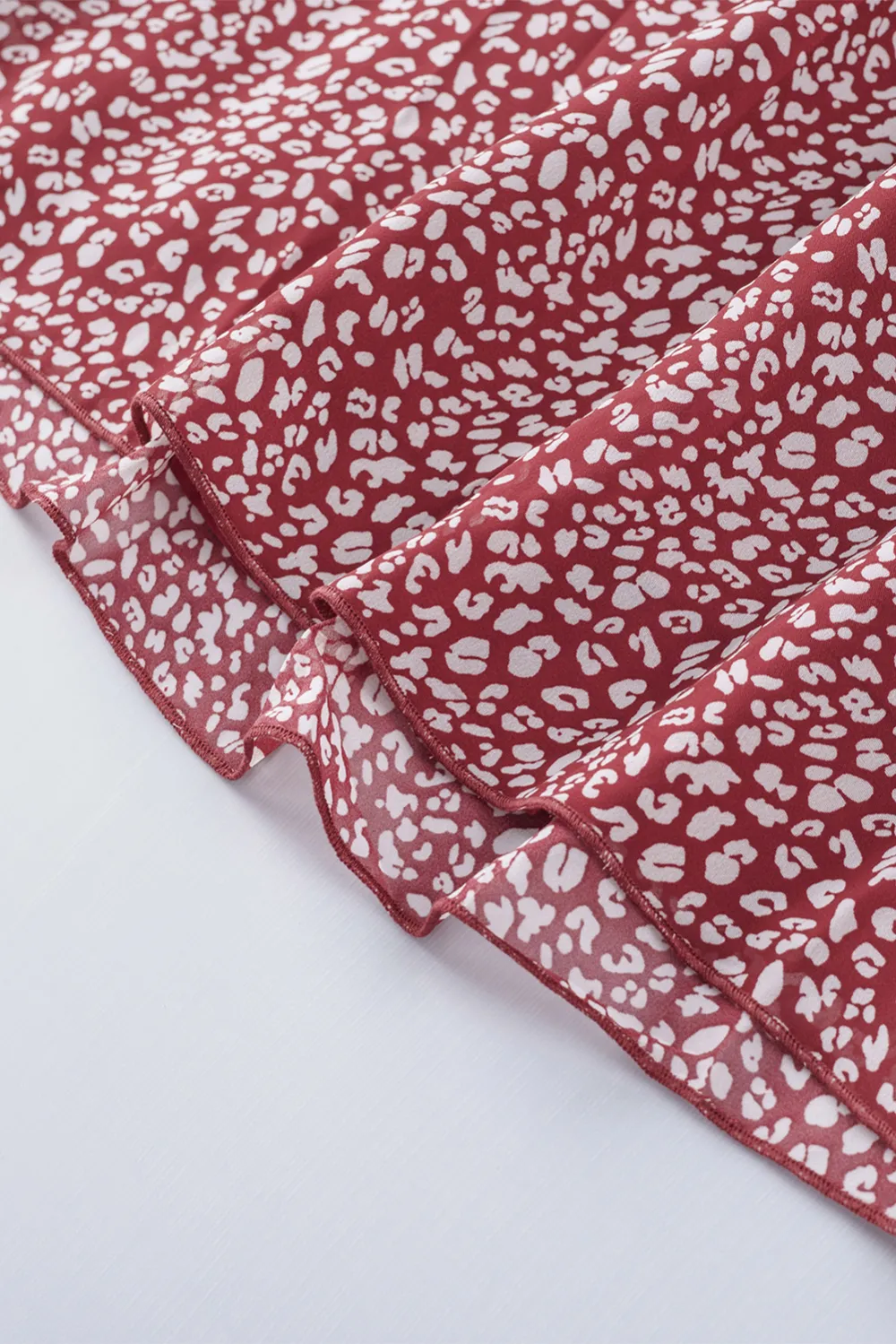 Fiery Red Leopard Print Ruffled Tank Top