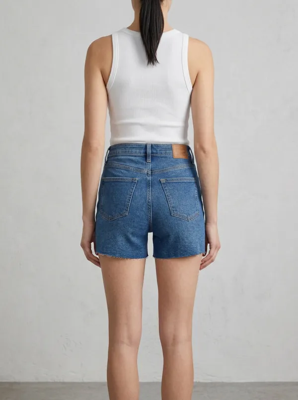 Women's Relaxed High-Waisted Raw Hem Loose Denim Shorts