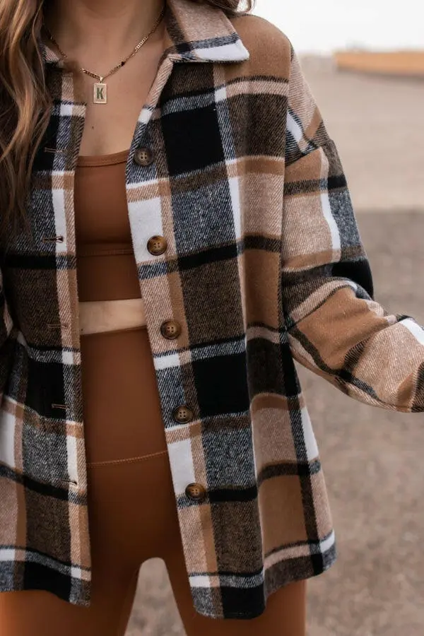 Plaid Easygoing Shacket Jacket