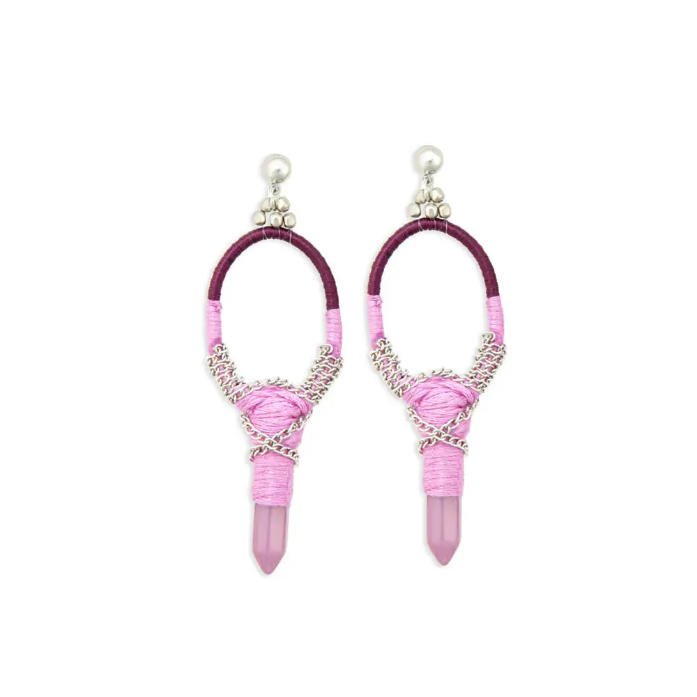 Dynamic Woven Crystal Accent Charm Earrings