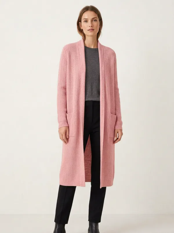 Women's Relaxed Waffle Textured Minimal Knit Cardigan